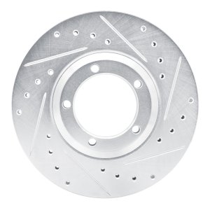 Dodge H100 Brake Rotor (1) - Front Right - R1 Concepts - Drilled & Slotted - Silver - `03-`05